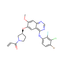 C=CC(=O)N1CC[C@H](Oc2cc3c(Nc4ccc(Br)c(Cl)c4F)ncnc3cc2OC)C1 ZINC000141486366