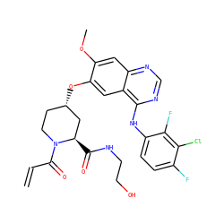 C=CC(=O)N1CC[C@H](Oc2cc3c(Nc4ccc(F)c(Cl)c4F)ncnc3cc2OC)C[C@H]1C(=O)NCCO ZINC000165528987