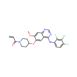 C=CC(=O)N1CCC(Oc2cc3c(Nc4ccc(F)c(Cl)c4F)ncnc3cc2OC)CC1 ZINC000201598421