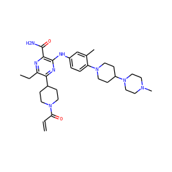 C=CC(=O)N1CCC(c2nc(Nc3ccc(N4CCC(N5CCN(C)CC5)CC4)c(C)c3)c(C(N)=O)nc2CC)CC1 ZINC000205341894