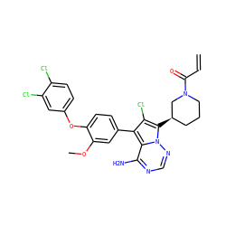 C=CC(=O)N1CCC[C@@H](c2c(Cl)c(-c3ccc(Oc4ccc(Cl)c(Cl)c4)c(OC)c3)c3c(N)ncnn23)C1 ZINC000084714005