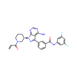 C=CC(=O)N1CCC[C@@H](n2nc(-c3cccc(C(=O)Nc4cc(F)cc(F)c4)c3)c3c(N)ncnc32)C1 ZINC000095575298