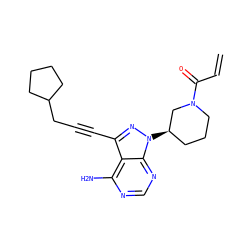 C=CC(=O)N1CCC[C@@H](n2nc(C#CCC3CCCC3)c3c(N)ncnc32)C1 ZINC001772657353