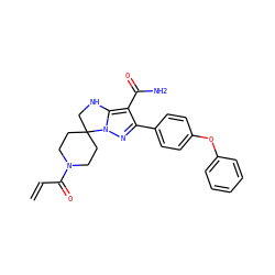 C=CC(=O)N1CCC2(CC1)CNc1c(C(N)=O)c(-c3ccc(Oc4ccccc4)cc3)nn12 ZINC001772602189