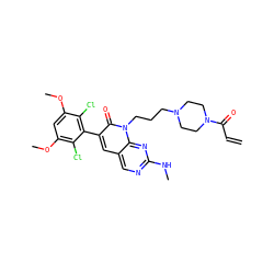 C=CC(=O)N1CCN(CCCn2c(=O)c(-c3c(Cl)c(OC)cc(OC)c3Cl)cc3cnc(NC)nc32)CC1 ZINC000725382019