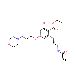 C=CC(=O)NC/C=C/c1cc(OCCCN2CCOCC2)cc(O)c1C(=O)OC(C)C ZINC000299837930