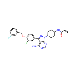 C=CC(=O)NC1CCC(n2nc(-c3ccc(OCc4cccc(F)c4)c(Cl)c3)c3c(N)ncnc32)CC1 ZINC001772606593