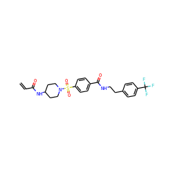 C=CC(=O)NC1CCN(S(=O)(=O)c2ccc(C(=O)NCCc3ccc(C(F)(F)F)cc3)cc2)CC1 ZINC000095575418