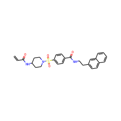 C=CC(=O)NC1CCN(S(=O)(=O)c2ccc(C(=O)NCCc3ccc4ccccc4c3)cc2)CC1 ZINC000095575330