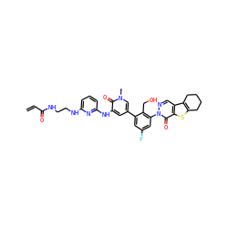 C=CC(=O)NCCNc1cccc(Nc2cc(-c3cc(F)cc(-n4ncc5c6c(sc5c4=O)CCCC6)c3CO)cn(C)c2=O)n1 ZINC001772603192