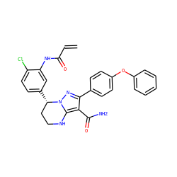 C=CC(=O)Nc1cc([C@H]2CCNc3c(C(N)=O)c(-c4ccc(Oc5ccccc5)cc4)nn32)ccc1Cl ZINC001772604462