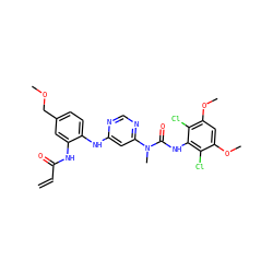 C=CC(=O)Nc1cc(COC)ccc1Nc1cc(N(C)C(=O)Nc2c(Cl)c(OC)cc(OC)c2Cl)ncn1 ZINC001772649456