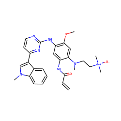 C=CC(=O)Nc1cc(Nc2nccc(-c3cn(C)c4ccccc34)n2)c(OC)cc1N(C)CC[N+](C)(C)[O-] ZINC001772604210