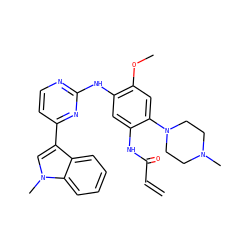 C=CC(=O)Nc1cc(Nc2nccc(-c3cn(C)c4ccccc34)n2)c(OC)cc1N1CCN(C)CC1 ZINC000219429509