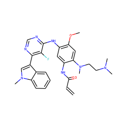 C=CC(=O)Nc1cc(Nc2ncnc(-c3cn(C)c4ccccc34)c2F)c(OC)cc1N(C)CCN(C)C ZINC001772643442