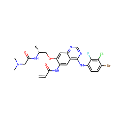 C=CC(=O)Nc1cc2c(Nc3ccc(Br)c(Cl)c3F)ncnc2cc1OC[C@@H](C)NC(=O)CN(C)C ZINC000043153191