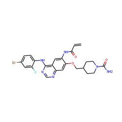 C=CC(=O)Nc1cc2c(Nc3ccc(Br)cc3F)ncnc2cc1OCC1CCN(C(N)=O)CC1 ZINC000137863882