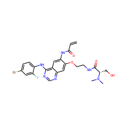 C=CC(=O)Nc1cc2c(Nc3ccc(Br)cc3F)ncnc2cc1OCCNC(=O)[C@H](CO)N(C)C ZINC000143153801