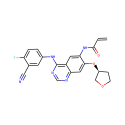 C=CC(=O)Nc1cc2c(Nc3ccc(F)c(C#N)c3)ncnc2cc1O[C@H]1CCOC1 ZINC000203729493