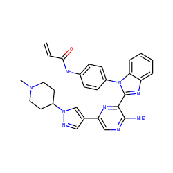 C=CC(=O)Nc1ccc(-n2c(-c3nc(-c4cnn(C5CCN(C)CC5)c4)cnc3N)nc3ccccc32)cc1 ZINC000653884763