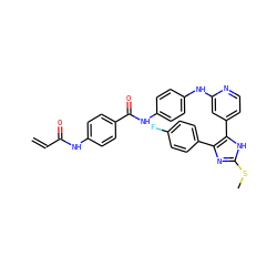C=CC(=O)Nc1ccc(C(=O)Nc2ccc(Nc3cc(-c4[nH]c(SC)nc4-c4ccc(F)cc4)ccn3)cc2)cc1 ZINC001772632100