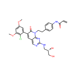 C=CC(=O)Nc1ccc(CCn2c(=O)c(-c3cc(OC)cc(OC)c3Cl)cc3cnc(NC[C@H](O)CO)nc32)cc1 ZINC000220275760
