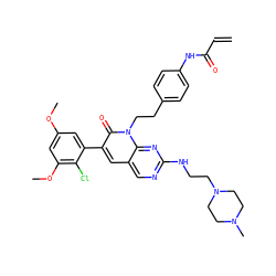 C=CC(=O)Nc1ccc(CCn2c(=O)c(-c3cc(OC)cc(OC)c3Cl)cc3cnc(NCCN4CCN(C)CC4)nc32)cc1 ZINC000220153243