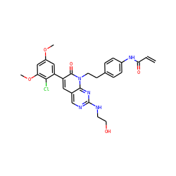 C=CC(=O)Nc1ccc(CCn2c(=O)c(-c3cc(OC)cc(OC)c3Cl)cc3cnc(NCCO)nc32)cc1 ZINC000220257030