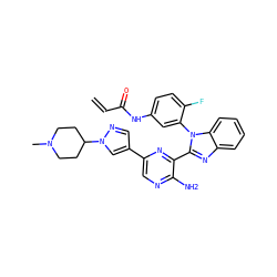 C=CC(=O)Nc1ccc(F)c(-n2c(-c3nc(-c4cnn(C5CCN(C)CC5)c4)cnc3N)nc3ccccc32)c1 ZINC000653890286