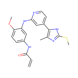 C=CC(=O)Nc1ccc(OC)c(Nc2cc(-c3[nH]c(SC)nc3C)ccn2)c1 ZINC001772571844