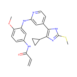 C=CC(=O)Nc1ccc(OC)c(Nc2cc(-c3[nH]c(SC)nc3C3CC3)ccn2)c1 ZINC001772647940