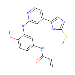 C=CC(=O)Nc1ccc(OC)c(Nc2cc(-c3cnc(SC)[nH]3)ccn2)c1 ZINC001772570654