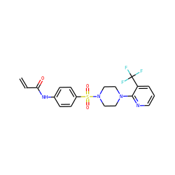 C=CC(=O)Nc1ccc(S(=O)(=O)N2CCN(c3ncccc3C(F)(F)F)CC2)cc1 ZINC000084739190