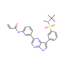 C=CC(=O)Nc1cccc(-c2cnc3[nH]cc(-c4cccc(S(=O)(=O)N(C)C(C)(C)C)c4)c3n2)c1 ZINC000220999176
