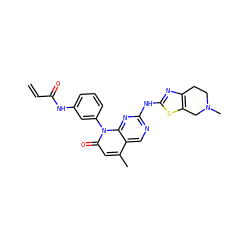 C=CC(=O)Nc1cccc(-n2c(=O)cc(C)c3cnc(Nc4nc5c(s4)CN(C)CC5)nc32)c1 ZINC001772590945