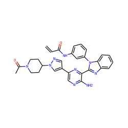 C=CC(=O)Nc1cccc(-n2c(-c3nc(-c4cnn(C5CCN(C(C)=O)CC5)c4)cnc3N)nc3ccccc32)c1 ZINC000653875496