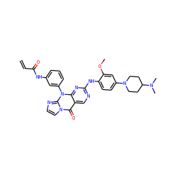 C=CC(=O)Nc1cccc(-n2c3nc(Nc4ccc(N5CCC(N(C)C)CC5)cc4OC)ncc3c(=O)n3ccnc23)c1 ZINC000205413873