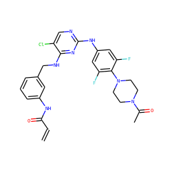 C=CC(=O)Nc1cccc(CNc2nc(Nc3cc(F)c(N4CCN(C(C)=O)CC4)c(F)c3)ncc2Cl)c1 ZINC000473105965