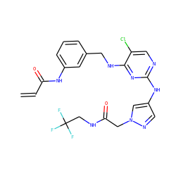 C=CC(=O)Nc1cccc(CNc2nc(Nc3cnn(CC(=O)NCC(F)(F)F)c3)ncc2Cl)c1 ZINC000473096848