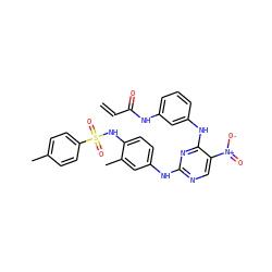 C=CC(=O)Nc1cccc(Nc2nc(Nc3ccc(NS(=O)(=O)c4ccc(C)cc4)c(C)c3)ncc2[N+](=O)[O-])c1 ZINC001772583604