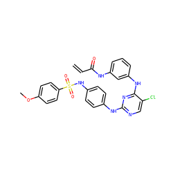C=CC(=O)Nc1cccc(Nc2nc(Nc3ccc(NS(=O)(=O)c4ccc(OC)cc4)cc3)ncc2Cl)c1 ZINC001772645699