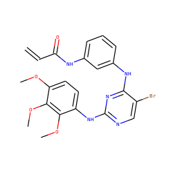 C=CC(=O)Nc1cccc(Nc2nc(Nc3ccc(OC)c(OC)c3OC)ncc2Br)c1 ZINC000143051534