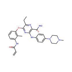 C=CC(=O)Nc1cccc(Oc2nc(Nc3ccc(N4CCN(C)CC4)cc3)c(C(N)=O)nc2CC)c1C ZINC000205338756