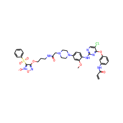 C=CC(=O)Nc1cccc(Oc2nc(Nc3ccc(N4CCN(CC(=O)NCCCOc5no[n+]([O-])c5S(=O)(=O)c5ccccc5)CC4)cc3OC)ncc2Cl)c1 ZINC000096906300
