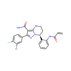 C=CC(=O)Nc1ccccc1[C@@H]1CCNc2c(C(N)=O)c(-c3ccc(F)c(Br)c3)nn21 ZINC001772605802