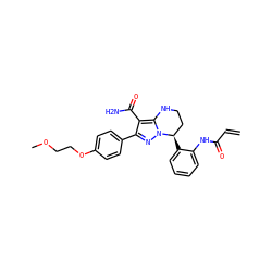 C=CC(=O)Nc1ccccc1[C@@H]1CCNc2c(C(N)=O)c(-c3ccc(OCCOC)cc3)nn21 ZINC001772641439