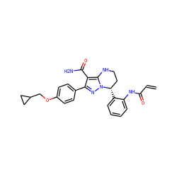 C=CC(=O)Nc1ccccc1[C@H]1CCNc2c(C(N)=O)c(-c3ccc(OCC4CC4)cc3)nn21 ZINC001772618962
