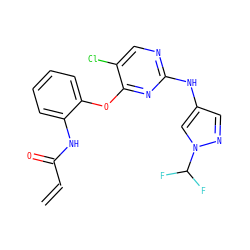 C=CC(=O)Nc1ccccc1Oc1nc(Nc2cnn(C(F)F)c2)ncc1Cl ZINC001772630237