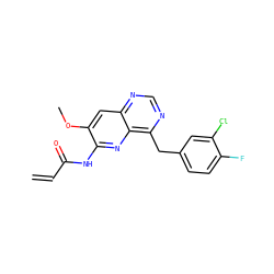 C=CC(=O)Nc1nc2c(Cc3ccc(F)c(Cl)c3)ncnc2cc1OC ZINC000045505948