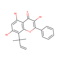 C=CC(C)(C)c1c(O)cc(O)c2c(=O)c(O)c(-c3ccccc3)oc12 ZINC000005950748